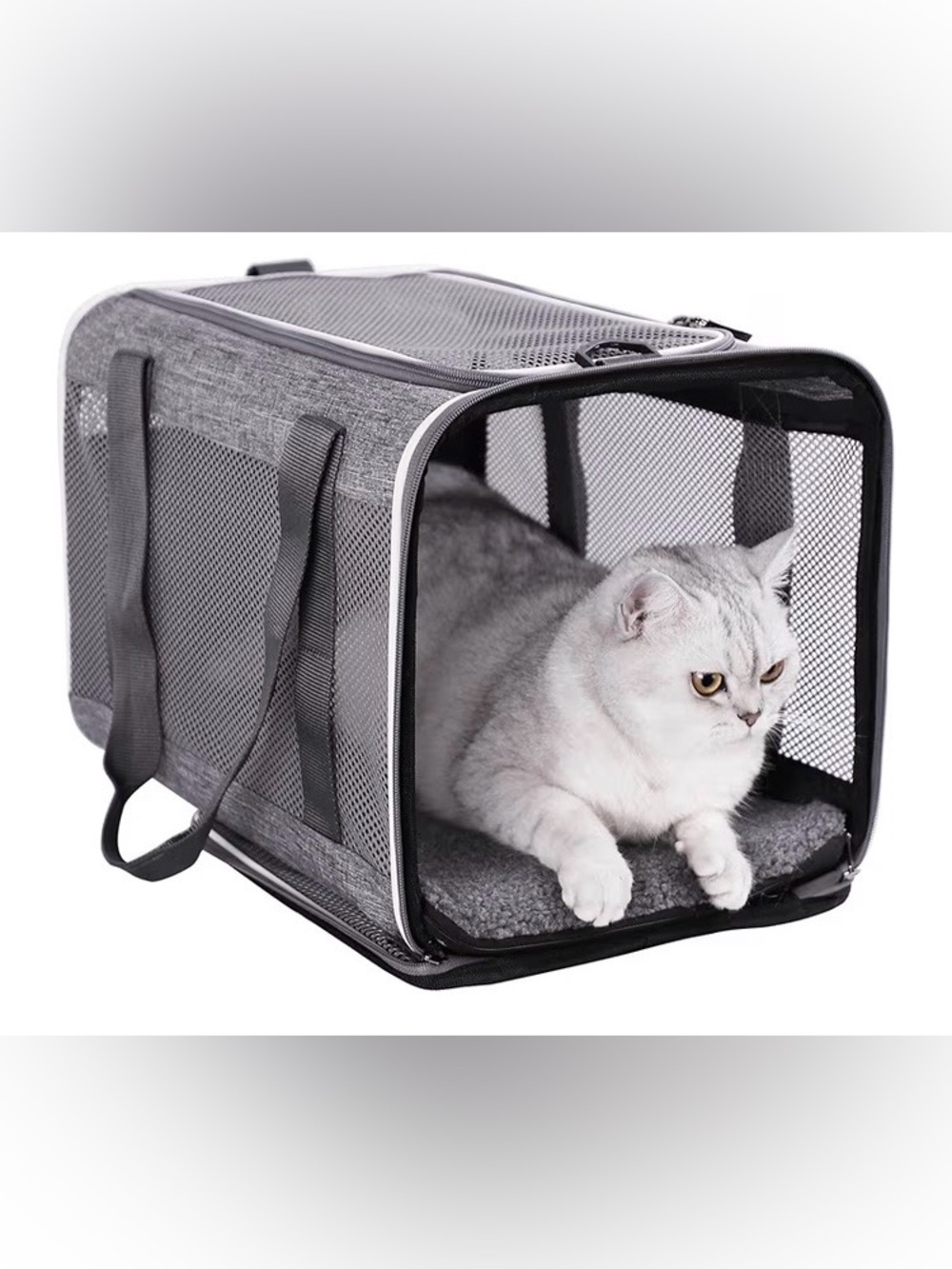 Soft Pet Carrier Bag for Cats and Puppy , Grey, SEALED PACKAGE